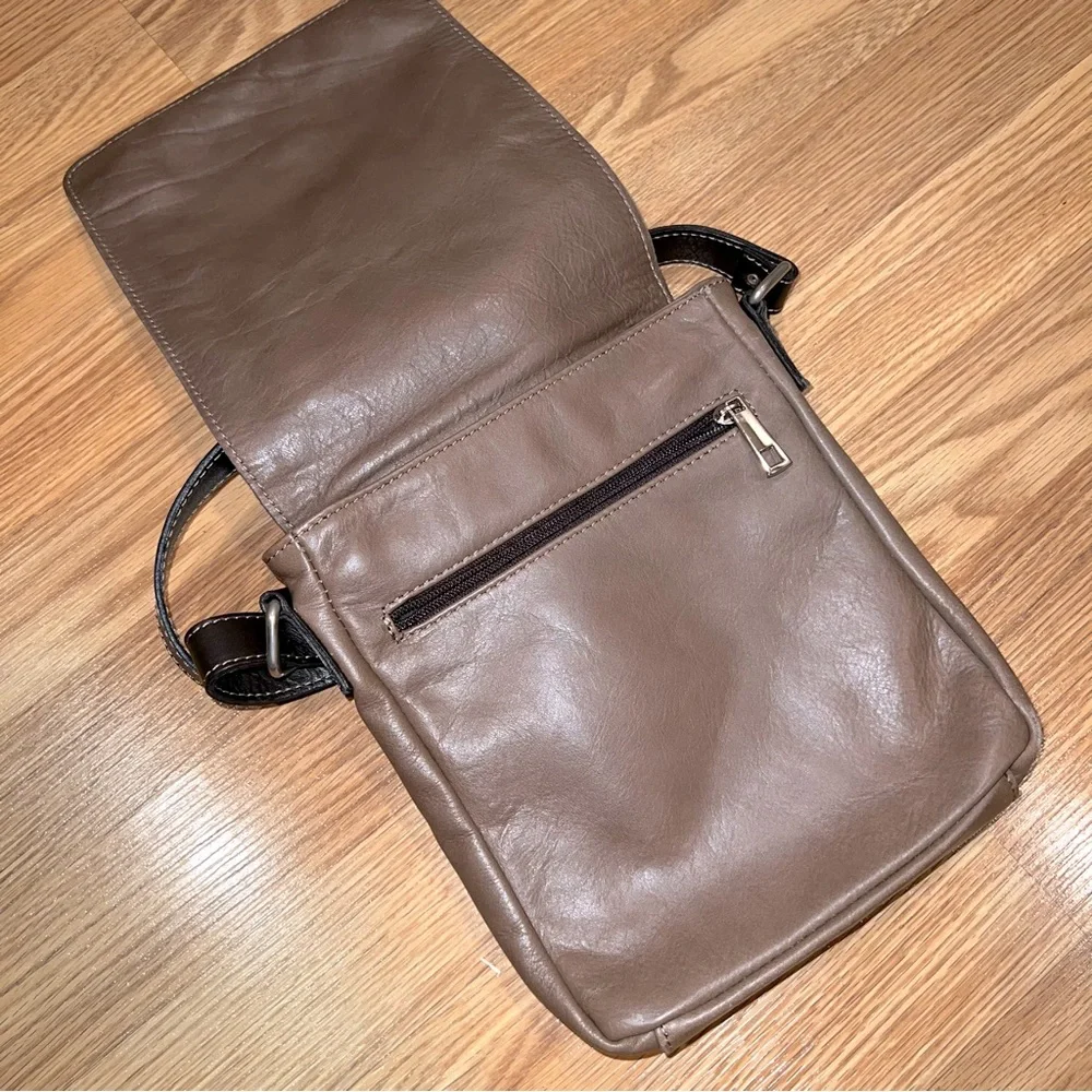 Leather‎ Naty Taupe Brown Crossbody Bag Made in Italy